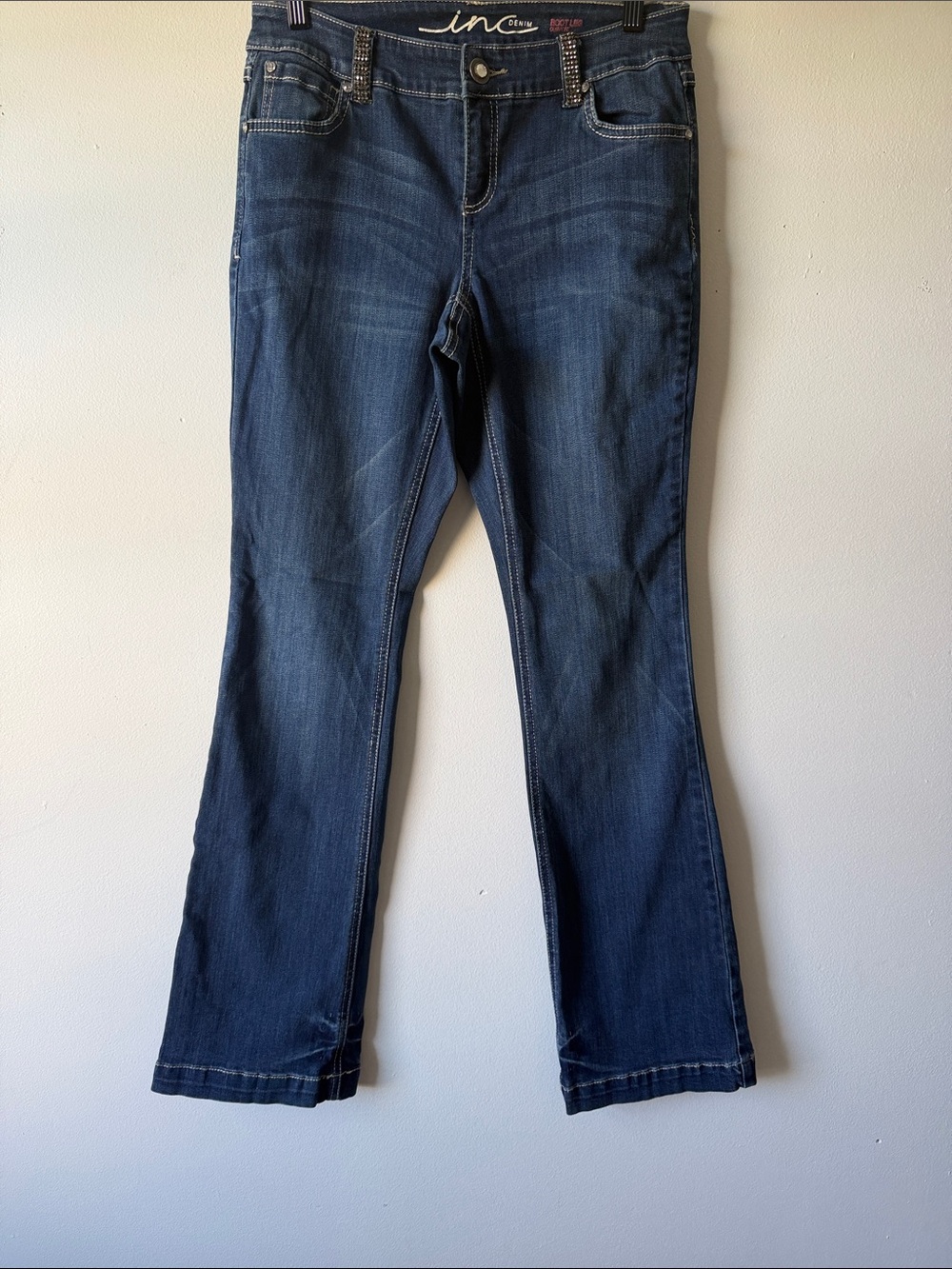 INC International Concepts Dark Blue Flared Jeans